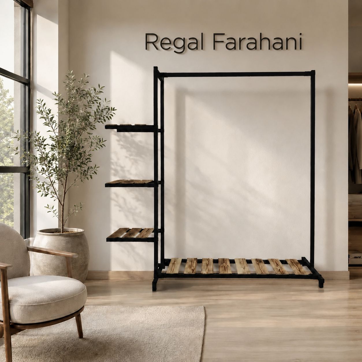 رگال لباس طبقاتی مدرن (مدل کنار گلدونی) - رنگ مشکی سنباده‌ای130*150